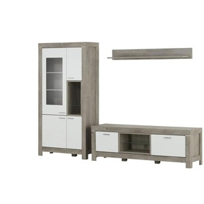 Primo Wohnkombination Porto - grau - Materialmix - 281 cm - 200 cm - 48 cm | Möbel Kraft