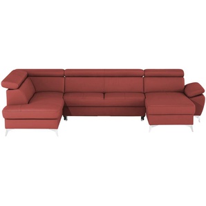 Primo Wohnlandschaft mit verstellbarem Kopfteil Apollo - rot - Materialmix - 338 cm - 96 cm - 210 cm | Möbel Kraft