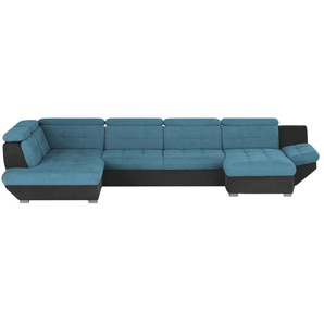 Primo Wohnlandschaft Elias II - blau - Materialmix - 383 cm - 80 cm - 228 cm | Möbel Kraft