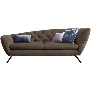 Pure Home Lifestyle Chesterfield-Sofa, Schwarz, Hellbraun, Textil, 2-Sitzer, 223x84x90 cm, Goldenes M, Dgm, Typenauswahl, Fußauswahl, Lederauswahl, Stoffauswahl, seitenverkehrt erhältlich, Hocker Rücken echt, Wohnzimmer, Sofas & Couches, Sofas, Bigsofas