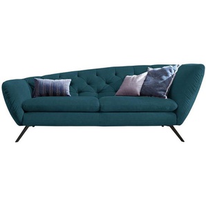 Pure Home Lifestyle Chesterfield-Sofa, Schwarz, Petrol, Textil, 2-Sitzer, 223x84x90 cm, Goldenes M, Dgm, Typenauswahl, Fußauswahl, Lederauswahl, Stoffauswahl, seitenverkehrt erhältlich, Hocker Rücken echt, Wohnzimmer, Sofas & Couches, Sofas, Bigsofas