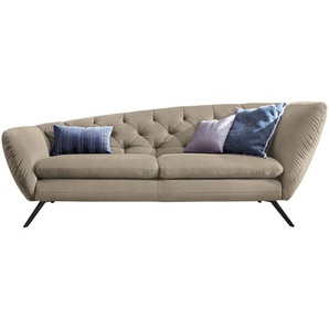 Pure Home Lifestyle Chesterfield-Sofa, Schwarz, Taupe, Textil, 2-Sitzer, 223x84x90 cm, Goldenes M, Dgm, Typenauswahl, Fußauswahl, Lederauswahl, Stoffauswahl, seitenverkehrt erhältlich, Hocker Rücken echt, Wohnzimmer, Sofas & Couches, Sofas, Bigsofas