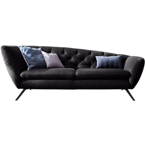 Pure Home Lifestyle Chesterfield-Sofa, Schwarz, Textil, 2-Sitzer, 223x84x90 cm, Goldenes M, Dgm, Typenauswahl, Fußauswahl, Lederauswahl, Stoffauswahl, seitenverkehrt erhältlich, Hocker Rücken echt, Wohnzimmer, Sofas & Couches, Sofas, Bigsofas