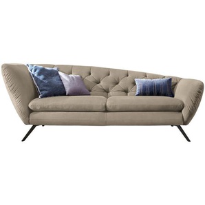 Pure Home Lifestyle Chesterfield-Sofa, Taupe, Textil, 2-Sitzer, 223x84x90 cm, Goldenes M, Dgm, Typenauswahl, Fußauswahl, Lederauswahl, Stoffauswahl, seitenverkehrt erhältlich, Hocker Rücken echt, Wohnzimmer, Sofas & Couches, Sofas, Bigsofas