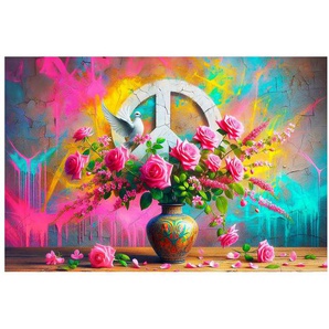 queence Acrylglasbild Blumen, Farben und Frieden, (1 St), KI Kunst, knallige Farben, künstliche Intelligenz, bunt
