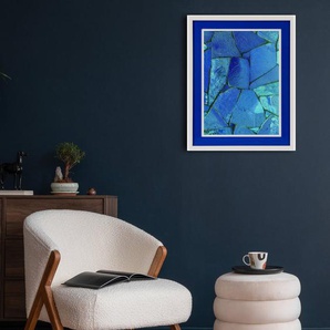 queence Bild mit Rahmen Abstrakt, Mosaik, blautöne, Abstrakt (1 St), Poster mit buntem Acrylglas Passepartout