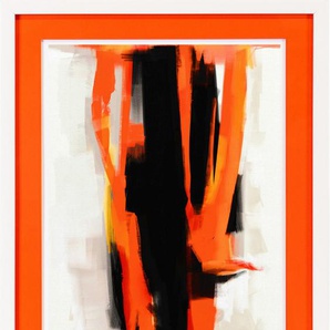 queence Bild mit Rahmen Abstrakt, schwarz, orange, Abstrakt, Mode, Modebilder (1 St), Poster mit buntem Acrylglas Passepartout