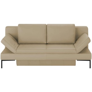 Schlafsofa mit Sitz- und Rückenfläche aus Echtleder Kenny ¦ beige ¦ Maße (cm): B: 204 H: 88 T: 91