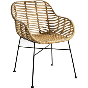 Rattanstuhl SIT Rattan Vintage Stühle Gr. B/H/T: 56cm x 83cm x 58cm, 2 St., schwarz (natur/schwarz) mit Armlehnen, Shabby Chic, Vintage