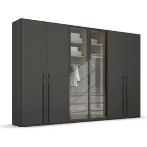 rauch Drehtürenschrank Kleiderschrank Schrank Garderobe SKAT SHINE mit hochwertigem, transparentem Grauglas inkl. umfangreichem Zubehör MADE IN GERMANY