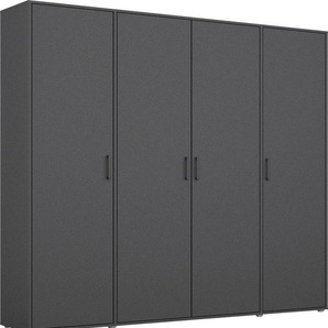 rauch Drehtürenschrank Kleiderschrank Schrank Garderobe Wäscheschrank TOPSELLER VOYAGER mit modernen Griffen in Graumetallic, viel Stauraum MADE IN GERMANY