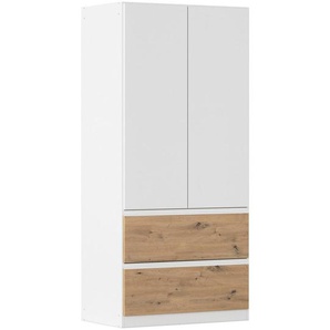 Rauch Möbel Drehtürenschrank, Weiß, Eiche Artisan, Holzwerkstoff, 1 Fächer, 2 Schubladen, 91x197x54 cm, Blauer Engel, BQ - Bündnis für Qualität, Schlafzimmer, Kleiderschränke, Drehtürenschränke