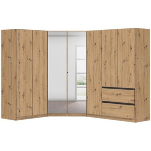 Rauch Möbel Eckkleiderschrank, Eiche Artisan, Holzwerkstoff, 8 Fächer, 2 Schubladen, 208x197x253 cm, Blauer Engel, Goldenes M, BQ - Bündnis für Qualität, Made in Germany, Schrankfront mit Spiegel, Schlafzimmer, Kleiderschränke, Eckschränke