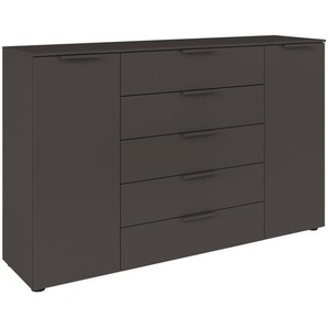 Rauch Möbel Kommode, Graphit, Metall, 4 Fächer, 5 Schubladen, 160x100x42 cm, Blauer Engel, BQ - Bündnis für Qualität, Made in Germany, Wohnzimmer, Kommoden & Sideboards, Kommoden