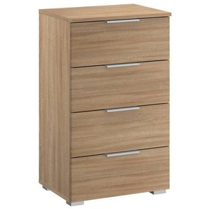 Rauch Möbel Nachtschrank Rauch Alabama, Sonoma Eiche, Holzwerkstoff, 4 Schubladen, 47x81x42 cm, Blauer Engel, Goldenes M, BQ - Bündnis für Qualität, Made in Germany, Schlafzimmer, Nachttische