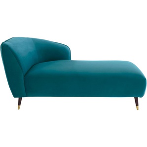 Recamiere GUIDO MARIA KRETSCHMER HOME & LIVING Oradea Sofas Gr. B/H/T: 160cm x 78cm x 91cm, Samtoptik, Recamiere links, blau (petrol) Longchair Sofas mit eleganter Steppung auf Rückseite der Rückenlehne