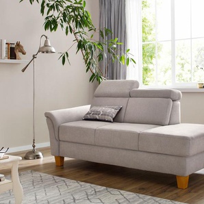 Recamiere HOME AFFAIRE Conville Sofas Gr. B/H/T: 194cm x 84cm x 93cm, Luxus-Microfaser Euphoria, Armlehne links, inkl.Kopfteilverstellung, ohne Bettkasten, grau (elephant) Longchair incl. Kopfteilverstellung, Federkern, wahlweise mit Bettkasten