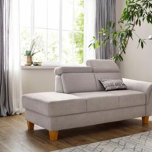 Recamiere HOME AFFAIRE Conville Sofas Gr. B/H/T: 194cm x 84cm x 93cm, Luxus-Microfaser Euphoria, Armlehne rechts, inkl.Kopfteilverstellung, ohne Bettkasten, grau (elephant) Longchair incl. Kopfteilverstellung, Federkern, wahlweise mit Bettkasten