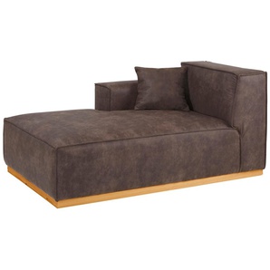 Recamiere HOME AFFAIRE Terry Sofas Gr. B/H/T: 99cm x 75cm x 165cm, Luxus-Microfaser, Recamiere links, Armteil links, braun (dunkelbraun) Longchair Sofas mit offener Kedernaht und Holzuntergestell