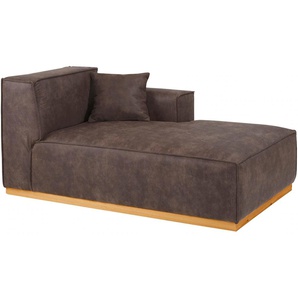 Recamiere HOME AFFAIRE Terry Sofas Gr. B/H/T: 99cm x 75cm x 165cm, Luxus-Microfaser, Recamiere rechts, Armteil rechts, braun (dunkelbraun) Longchair Sofas mit offener Kedernaht und Holzuntergestell