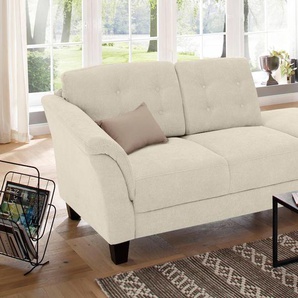 Recamiere HOME AFFAIRE Trondheim Sofas Gr. B/H/T: 197cm x 89cm x 90cm, Luxus-Microfaser, Armlehne links, beige (creme) Longchair Sofas freistehend, mit Federkern, Knopfheftung im Rücken, Füße Buche