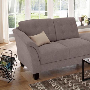 Recamiere HOME AFFAIRE Trondheim Sofas Gr. B/H/T: 197cm x 89cm x 90cm, Luxus-Microfaser, Armlehne links, grau (taupe) Longchair Sofas freistehend, mit Federkern, Knopfheftung im Rücken, Füße Buche