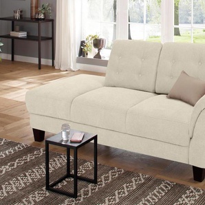 Recamiere HOME AFFAIRE Trondheim Sofas Gr. B/H/T: 197cm x 89cm x 90cm, Luxus-Microfaser, Armlehne rechts, beige (creme) Longchair Sofas freistehend, mit Federkern, Knopfheftung im Rücken, Füße Buche