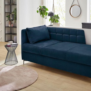 Recamiere JOCKENHÖFER GRUPPE Sofas Gr. B/T: 207cm x 98cm, Samtoptik, blau (dunkelblau) Studioliege mit verstellbarem Kopf- und Fussteil Bettkasten