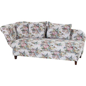 Recamiere MAX WINZER Saturn, floraler Bezug, mit Bettkasten, bequem durch Federkern Sofas Gr. B/H/T: 195cm x 82cm x 84cm, Gobelinstoff, Armlehne links, rosa (rosé) Armlehne wahlweise links oder rechts