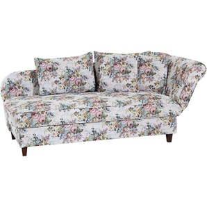 Recamiere MAX WINZER Saturn, floraler Bezug, mit Bettkasten, bequem durch Federkern Sofas Gr. B/H/T: 195cm x 82cm x 84cm, Gobelinstoff, Armlehne rechts, rosa (rosé) Armlehne wahlweise links oder rechts