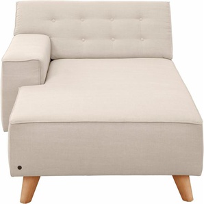 Recamiere TOM TAILOR HOME NORDIC CHIC Sofas Gr. B/H/T: 104cm x 77cm x 151cm, Samtstoff STC, Armlehne links, beige (ivory stc 1) im Retrolook, Füße Buche natur, Recyclingstoff