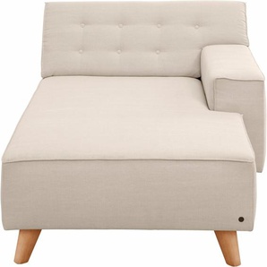 Recamiere TOM TAILOR HOME NORDIC CHIC Sofas Gr. B/H/T: 104cm x 77cm x 151cm, Samtstoff STC, Armlehne rechts, beige (ivory stc 1) im Retrolook, Füße Buche natur, Recyclingstoff