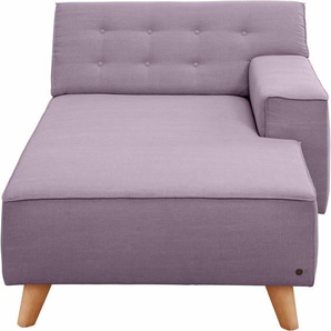 Recamiere TOM TAILOR HOME NORDIC CHIC Sofas Gr. B/H/T: 104cm x 77cm x 151cm, Samtstoff STC, Armlehne rechts, lila (lilac stc 8) im Retrolook, Füße Buche natur, Recyclingstoff