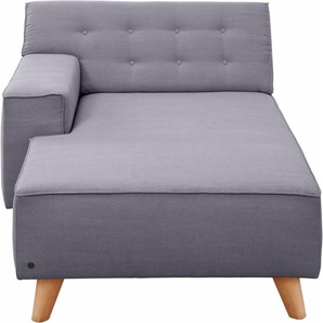 Recamiere TOM TAILOR HOME NORDIC CHIC Sofas Gr. B/H/T: 104cm x 77cm x 151cm, Vintage Webstoff TUS, Armlehne links, grau (prune tus 18) im Retrolook, Füße Buche natur, Recyclingstoff