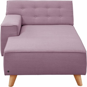 Recamiere TOM TAILOR HOME NORDIC CHIC Sofas Gr. B/H/T: 104cm x 77cm x 151cm, Vintage Webstoff TUS, Armlehne links, lila (soft purple tus 38) im Retrolook, Füße Buche natur, Recyclingstoff