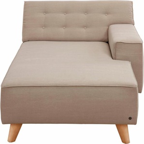 Recamiere TOM TAILOR HOME NORDIC CHIC Sofas Gr. B/H/T: 104cm x 77cm x 151cm, Vintage Webstoff TUS, Armlehne rechts, beige (ecru tus 1) im Retrolook, Füße Buche natur, Recyclingstoff