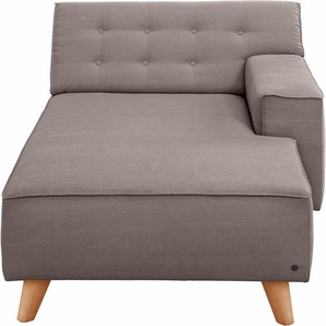 Recamiere TOM TAILOR HOME NORDIC CHIC Sofas Gr. B/H/T: 104cm x 77cm x 151cm, Vintage Webstoff TUS, Armlehne rechts, braun (brown tus 4) im Retrolook, Füße Buche natur, Recyclingstoff