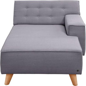 Recamiere TOM TAILOR HOME NORDIC CHIC Sofas Gr. B/H/T: 104cm x 77cm x 151cm, Vintage Webstoff TUS, Armlehne rechts, grau (prune tus 18) im Retrolook, Füße Buche natur, Recyclingstoff