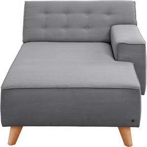 Recamiere TOM TAILOR HOME NORDIC CHIC Sofas Gr. B/H/T: 104cm x 77cm x 151cm, Vintage Webstoff TUS, Armlehne rechts, grau (soft graphite tus 9) im Retrolook, Füße Buche natur, Recyclingstoff