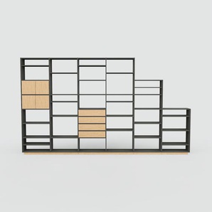 Regalsystem Eiche - Regalsystem: Schubladen in Eiche & Türen in Eiche - Hochwertige Materialien - 450 x 258 x 34 cm, konfigurierbar
