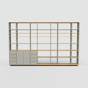 Regalsystem Grau - Regalsystem: Schubladen in Grau & Türen in Grau - Hochwertige Materialien - 380 x 238 x 34 cm, konfigurierbar