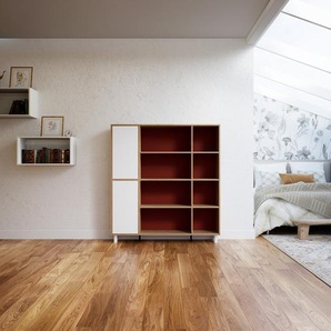 Bücherregal Terrakotta - Modernes Regal für Bücher: Türen in Weiß - 154 x 168 x 34 cm, Individuell konfigurierbar