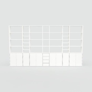 Regalsystem Weiß - Regalsystem: Schubladen in Weiß & Türen in Weiß - Hochwertige Materialien - 416 x 232 x 34 cm, konfigurierbar