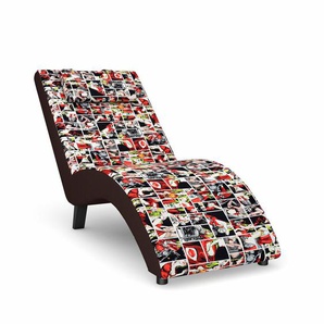 Relaxliege MAX WINZER build-a-chair Nova Sofas Gr. B/H/T: 63 cm x 84 cm x 160 cm, Flachgewebe, Korpus: Kunstleder braun-Füße: Schwarz, bunt (print by steffen kindt) inklusive Nackenkissen, zum Selbstgestalten