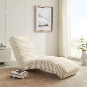 Relaxliege SALESFEVER Sofas Gr. B/H/T: 60cm x 82cm x 170cm, Polyester, Chaiselongue Cordstoff Beige-mit Quersteppung, beige (beige, chrom) mit Quersteppung, Bezugstoff Oeko-Tex zertifiziert und PFC-frei