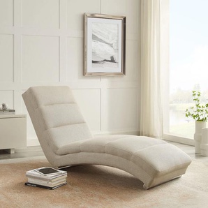 Relaxliege SALESFEVER Sofas Gr. B/H/T: 60cm x 82cm x 170cm, Polyester, Chaiselongue Strukturstoff Beige-mit Quersteppung, beige (beige, chrom) mit Quersteppung, Bezugstoff Oeko-Tex zertifiziert und PFC-frei