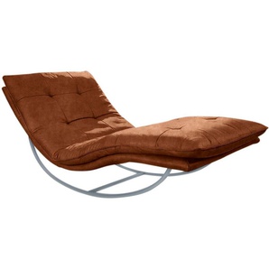 Relaxliege W.SCHILLIG daily dreams Sofas Gr. B/H/T: 95 cm x 85 cm x 169 cm, Longlife Xtra-Leder Z69, mit Kopfteilverstellung-mit Schaukelgestell, braun (cognac z69) Relaxliegen in Waffelkissen-Optik, Schaukelgestell silber matt, 2 Breiten