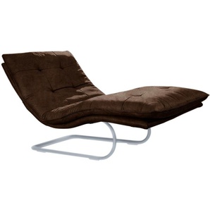 Relaxliege W.SCHILLIG daily dreams Sofas Gr. B/H/T: 95 cm x 91 cm x 170 cm, Stoff S37, mit Kopfteilverstellung-mit Doppelmotor-mit Akku, braun (chocolate s37) Relaxliegen in Waffelkissen-Optik, wahlweise mit Motor, silber matt, 2 Breiten