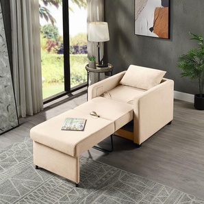 Relaxsessel ATLANTIC HOME COLLECTION Jerry Sessel Gr. Feinstruktur weich, Bettfunktion, B/H/T: 74cm x 89cm x 89cm, beige (creme) mit Bettfunktion, als Gästebett und inkl. Kissen