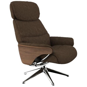 Relaxsessel FLEXLUX Relaxchairs Aarhus Sessel Gr. Lederoptik, Kopfstützenverstellung-Rückteilverstellung, B/H/T: 82 cm x 112 cm x 87 cm, braun (camel brown) Lesesessel und Relaxsessel Relaxfunktion & Kopf- Rückenverstellung, Arml. Walnuss, Fuß Alu, M